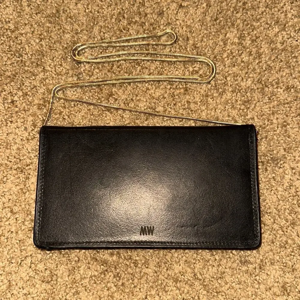 Dark Navy/Black Clutch with Gold Metal Strap MW